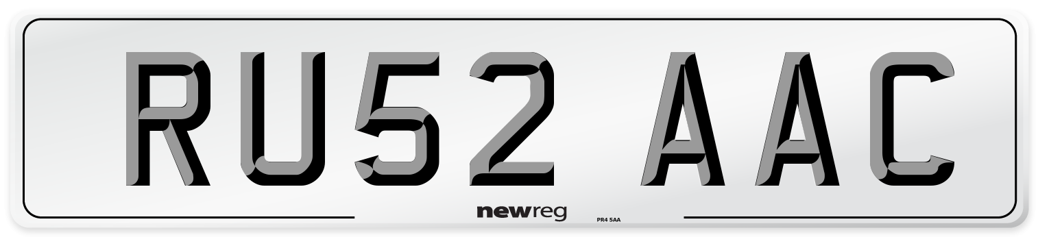 RU52 AAC Number Plate from New Reg